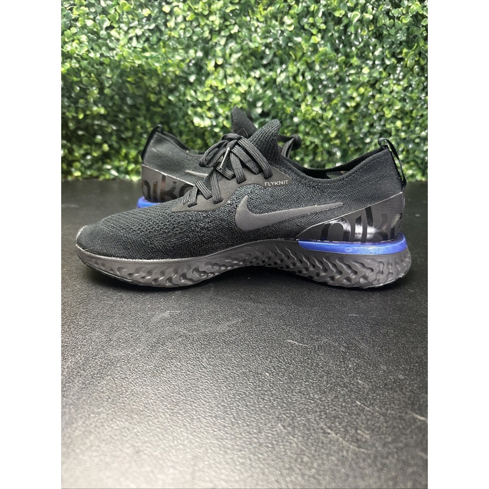 Nike Epic React FlyKnit Sneakers Women Size 9 Black Racer Blue AQ0070-004 Shoes - Picture 7 of 9